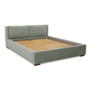 Šedá čalouněná dvoulůžková postel s úložným prostorem a roštem 140x200 cm Dreamer – Scandic